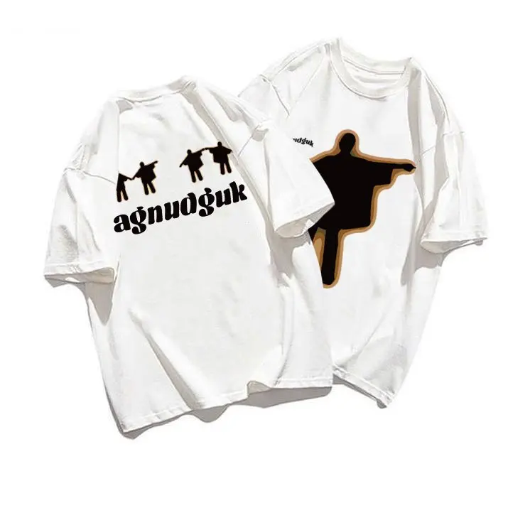 T-shirt Atasan Oversize Kaos Pria Putih Lengan Pendek Dewasa Distro Keren Premium Street Style C161 Katun Combed Motif 1