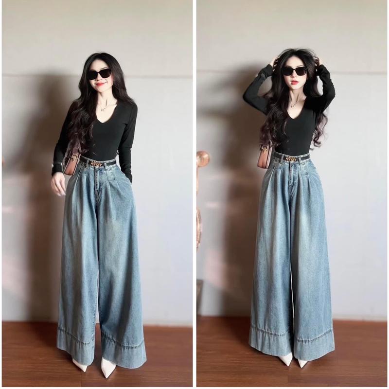  QUẦN JEANS SUÔNG NẤM LÙN XẾP LY 100cm 