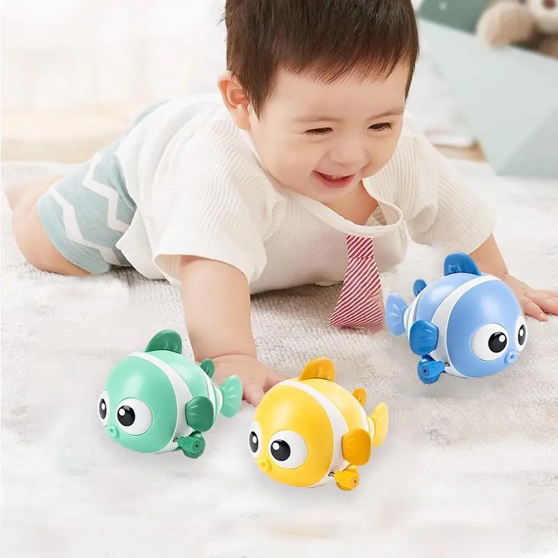 Baby's Cartoon Fish Clockwork Toy, Baby Crawling Learning Fish Design Clockwork Toy, Toddler Sensory Play Kit 6
