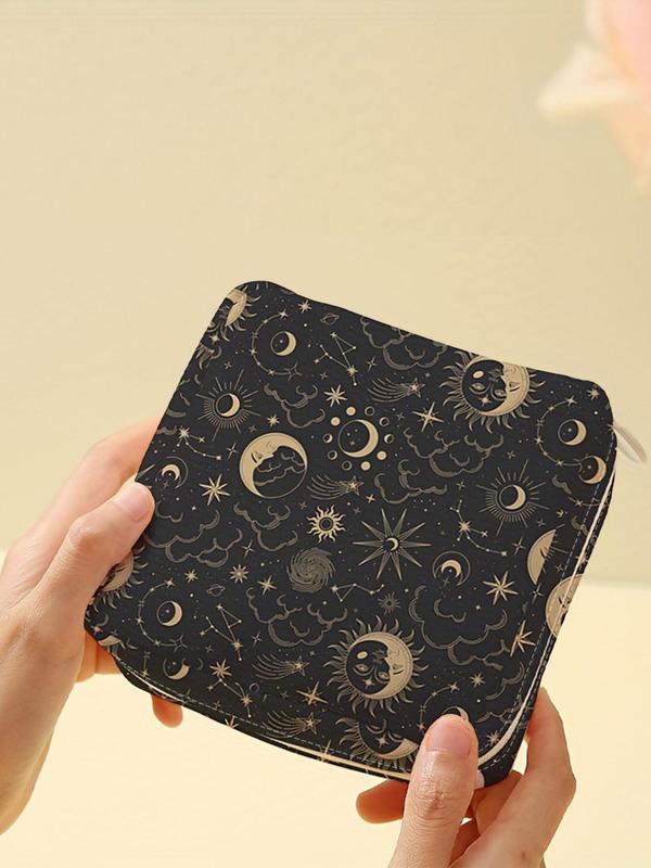 Star & Moon Pattern Makeup Bag, Lightweight Cosmetic Storage Bag, Portable Travel Storage Organizer, Casual Trendy Versatile High-quality Daily Bag for Women, Cosmetic Pouch 2