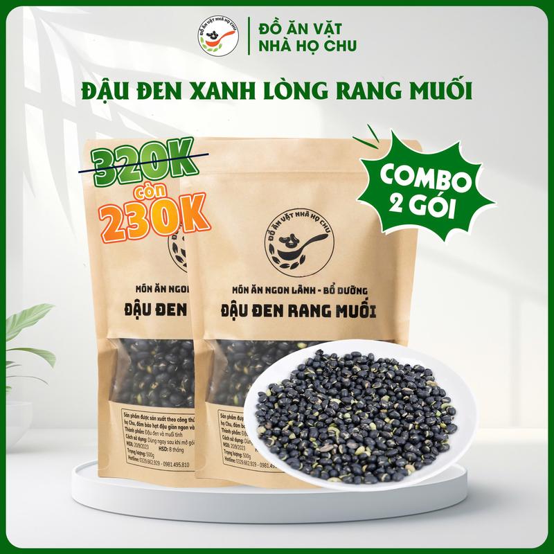 [COMBO ƯU ĐÃI] 2 Gói Đậu Đen Rang Muối Xanh Lòng Organic Túi 500g - Đồ Ăn Vặt Nhà Họ Chu 1