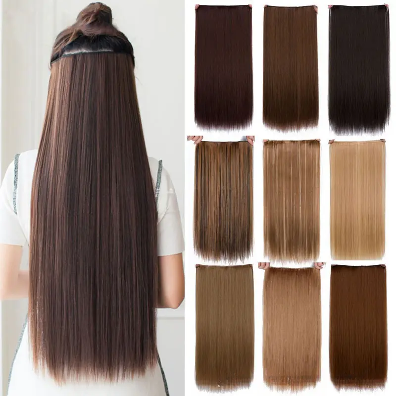 Set Rambut Palsu Lurus Panjang Simulasi, Tidak Nampak dan Lancar, Terlaris, Fesyen, Gaya Klasik, Rambut Palsu Potongan Alamiah dan Gebu