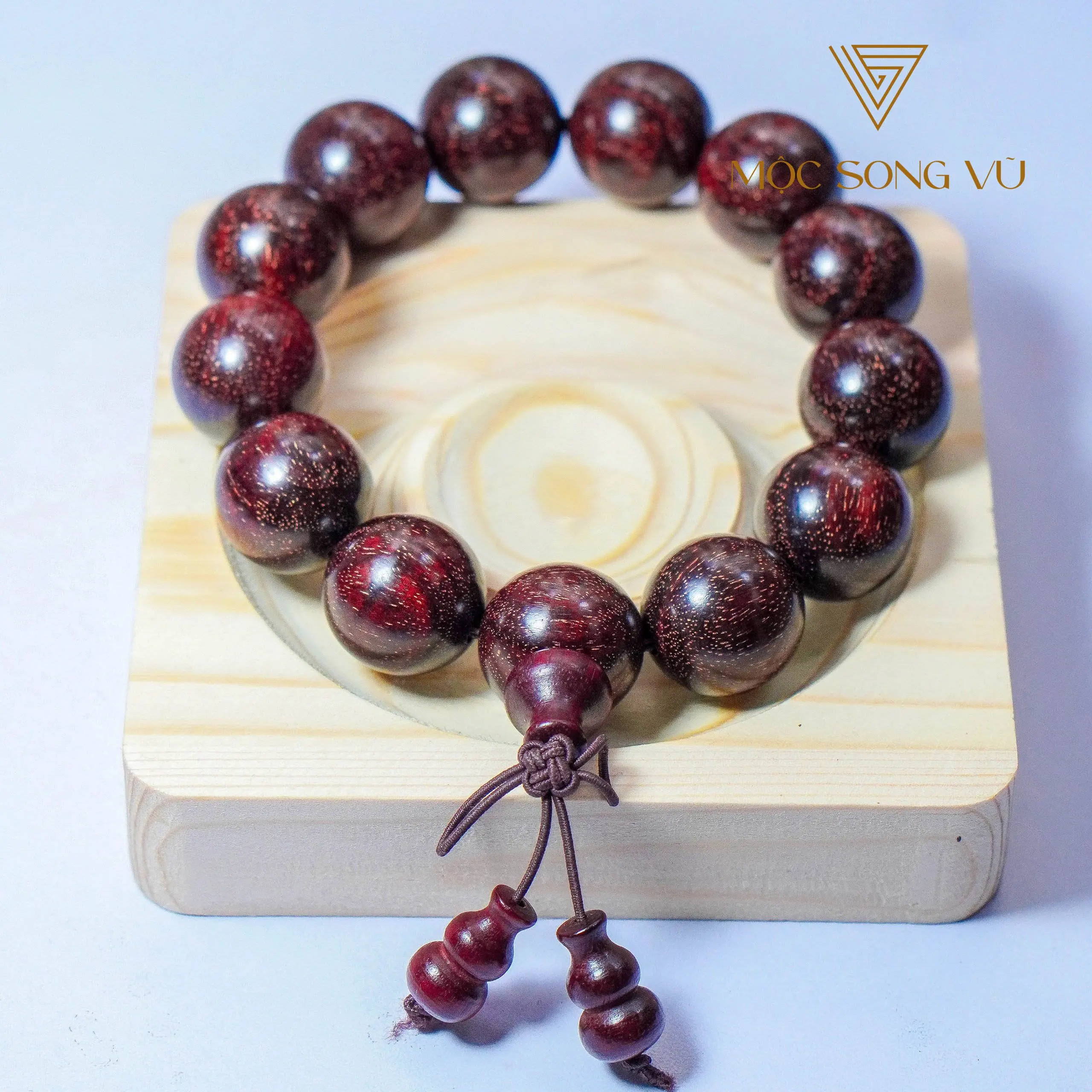 Vòng tay gỗ tử đàn Ngàn sao may mắn cỡ 10,12,15,18,20 ly