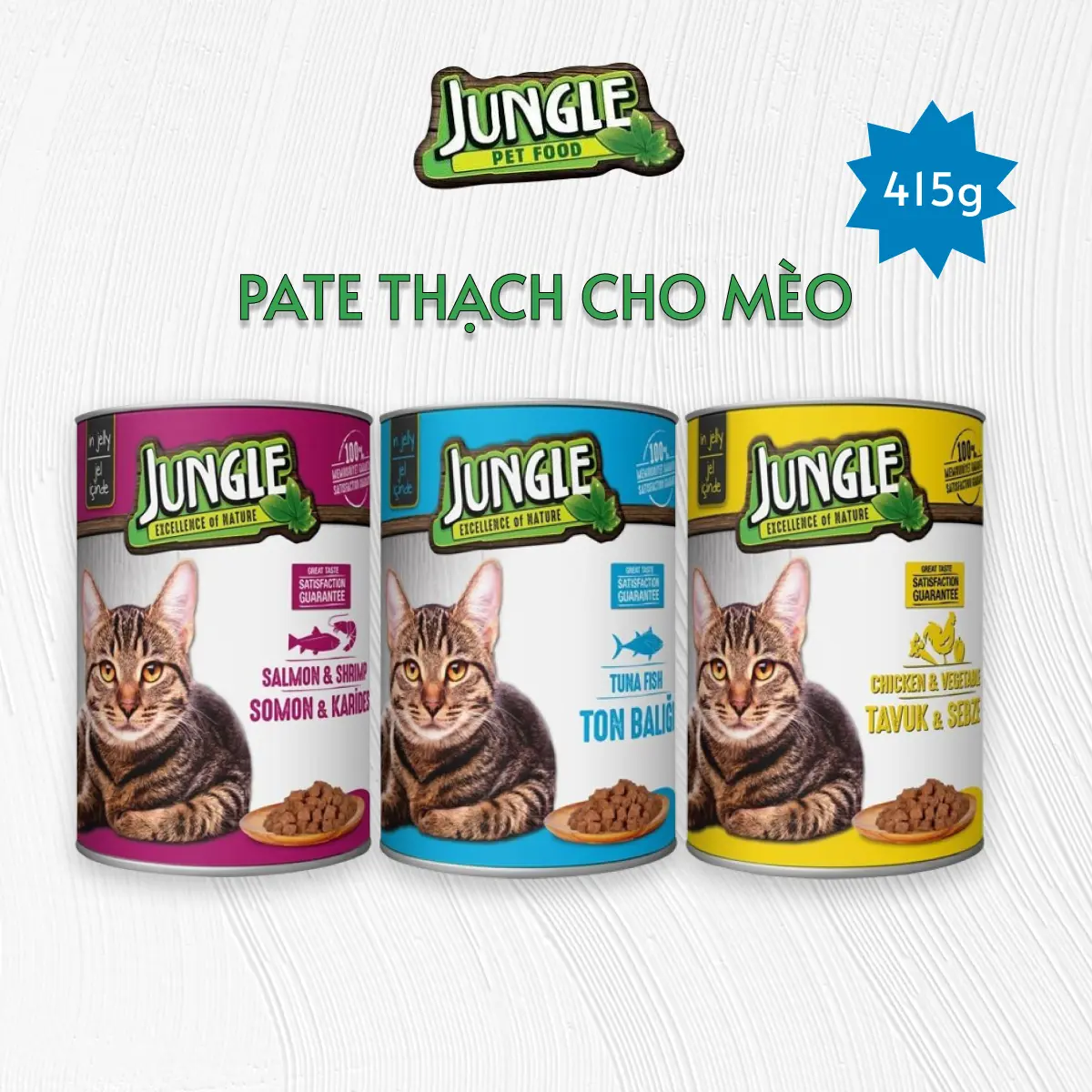 Thức ăn ướt cho mèo Jungle Cat Food có nhiều vị lon 415g