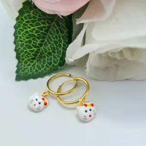 anting ring bandul hello kitty kepala emas muda