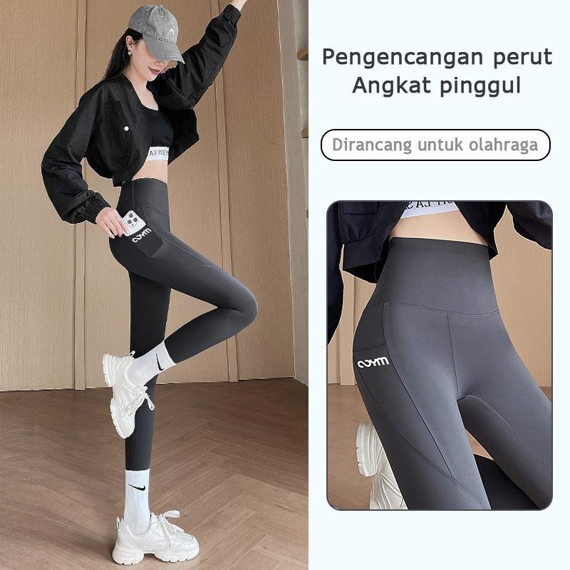 Sports Legging Polos Tebal  Leging  Wanita Pinggang High Waist Legging Panjang Kebugaran Yoga Lari Dengan Saku Comfortable  Stretchy sports bottoms 998 Outdoor 6