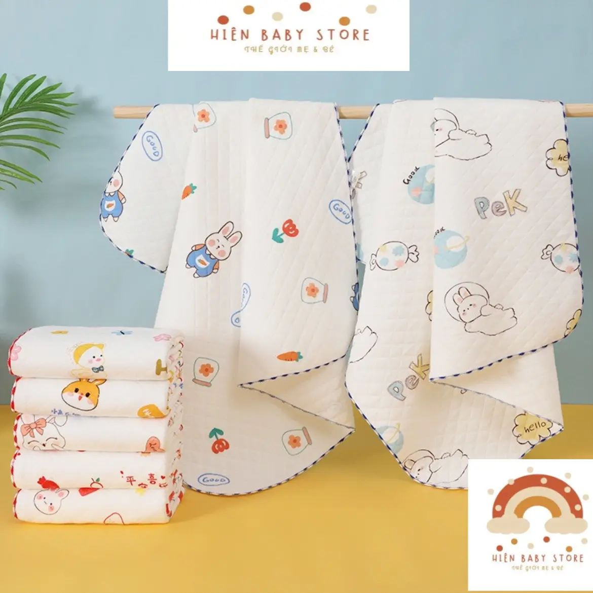 ( XẢ KHO) Khăn ủ/ Khăn quấn / Chăn cotton 6 lớp dùng được 4 mùa mềm mại, không xổ lông dành cho trẻ sơ sinh và trẻ nhỏ-Hiên baby store Cho Bé Vải Cotton
