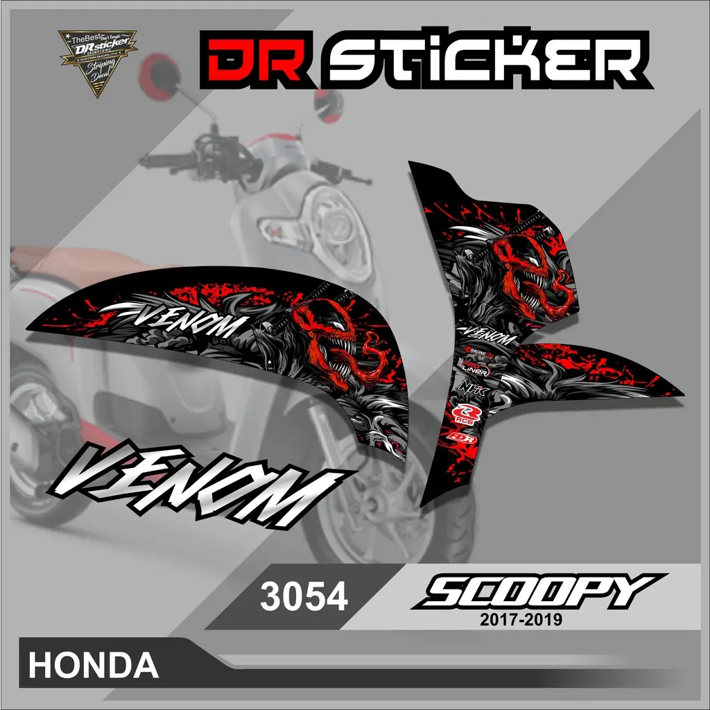 3054 Striping Variasi Semi FUll Scoopy Fi 2017 2018 2019 Desain Venom