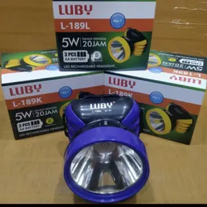 Senter Kepala Luby L189 Cahaya Putih 5W LED Baterai AA 250 Meter