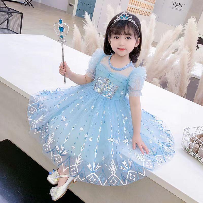 Váy Lưới Mùa Hè Cho Bé Gái, Thời Trang Mới, Váy Công Chúa Elsa Cho Trẻ Em, Váy Biểu Diễn, Thích Hợp Cho Trẻ Sơ Sinh 4