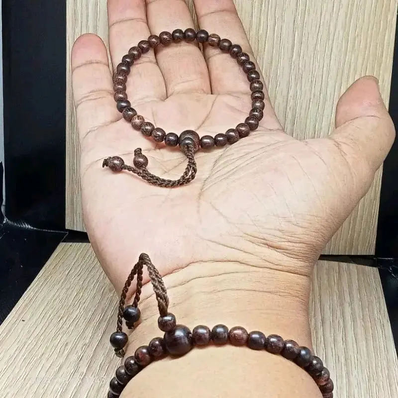 gelang tasbih kayu galih asem asli 5mm 33butir 2