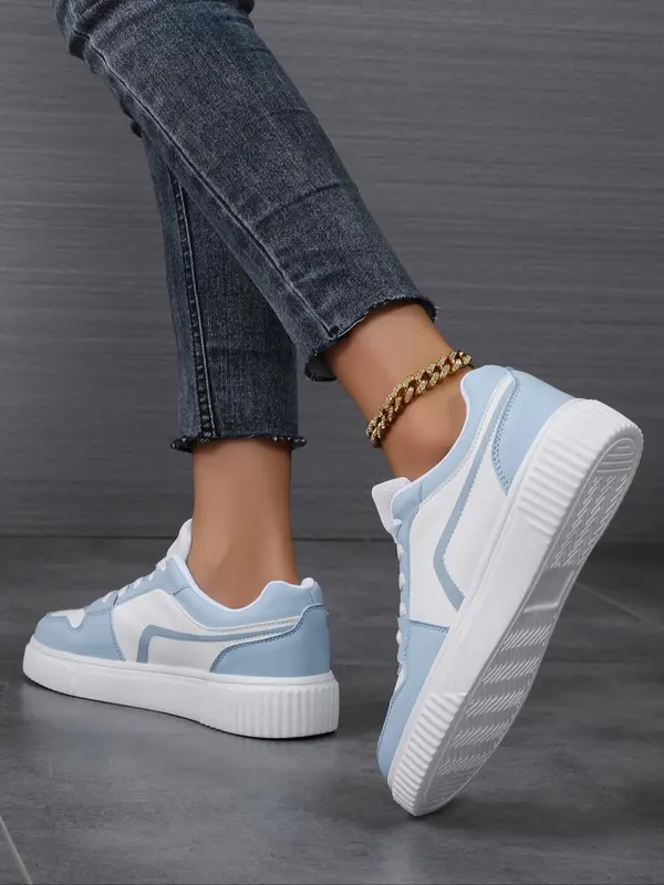 Women's Fashionable Patchwork Lace Up Low Top Sneakers, Casual Comfortable Breathable Sports Running Shoes, All-match Basic Shoes for Daily Wear 7