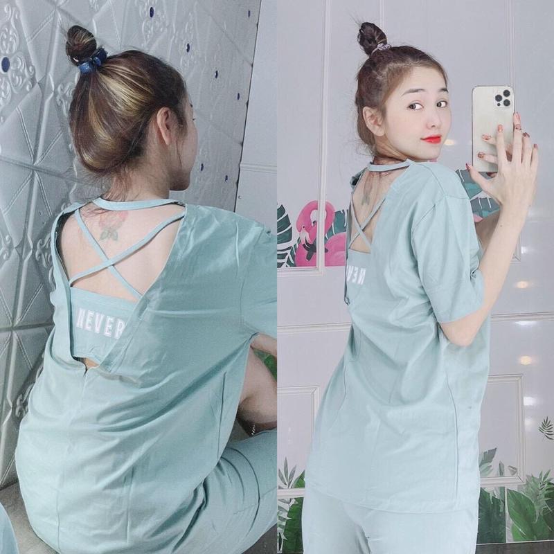 02 .Đồ bộ quần Ngố phối  dây Thun Cotton Nữ Áo Women Top 2