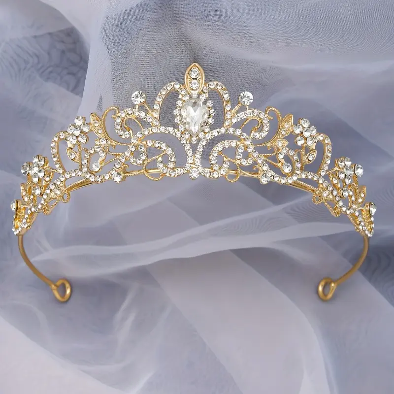 1pc Zircon Crystal Rhinestone Crown - Sparkling, Elegant Design - For Men & Women - Perfect for Weddings & Special Occasions - Ideal Gift for Brides, Grooms & Promgoers 0