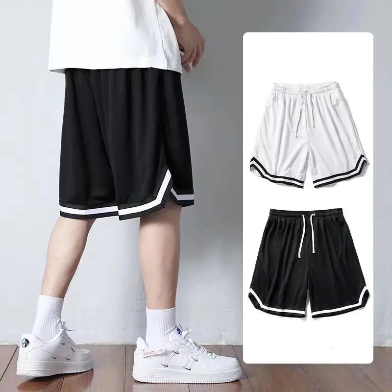 Basketball Shorts Men's Sports Loose and Fashionable Men's Quick Drying American Men's Ice Silk Beach Fitness Five Quarter Pants