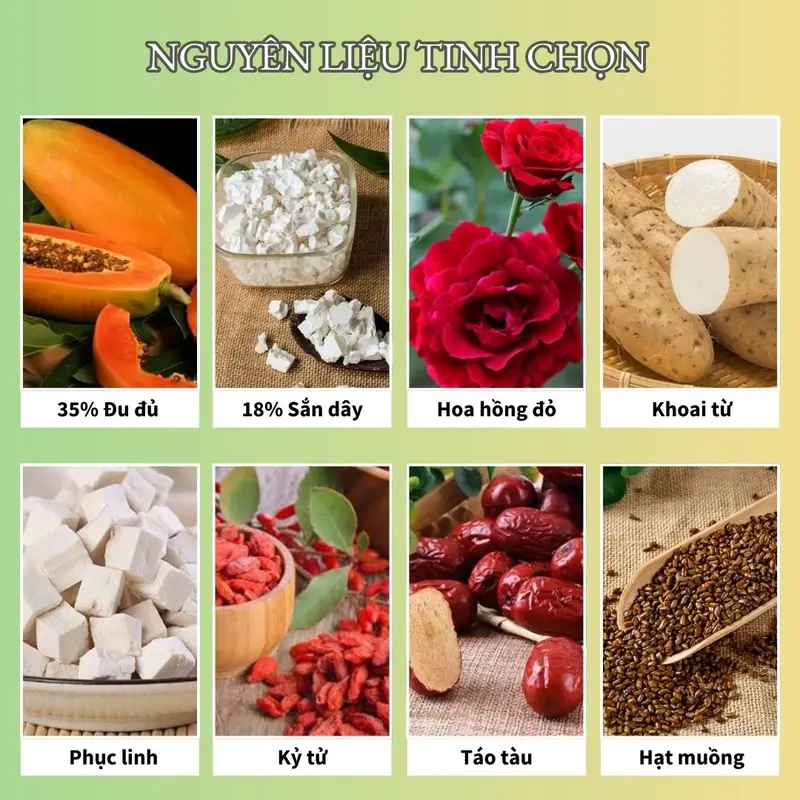 Y-[Sản phẩm bột đu đủ sắn dây - Vẻ đẹp tự nhiên cho phái đẹp] Hộp 12 gói*10g, kết hợp kỷ tử, hoa hồng chứa chứa nhiều dưỡng chất vitamin, sản phẩm an toàn lành tính 2