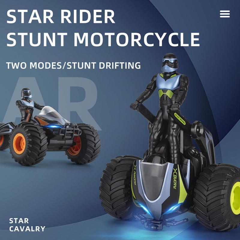 Remote Control Motorcycle Toy, 2.4GHz 360° Rotating Drift Car Toy with Light & Music, Birthday Gift for Boys & Girls 4