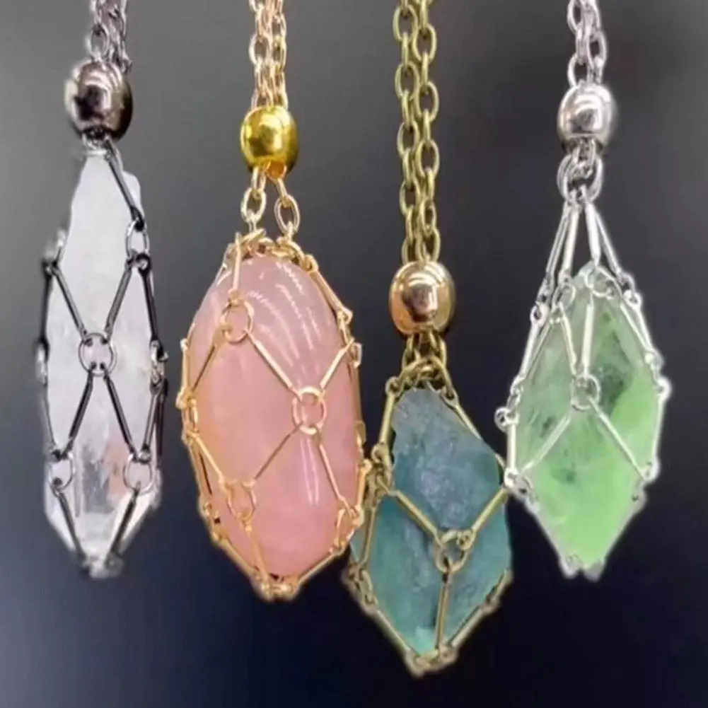 Kalung Pemegang Berlian Buatan, Boleh Laras, Pemegang Batu Kosong, Sangkar Loket, Tenunan, Sesuai untuk Pakaian Harian, L0D3