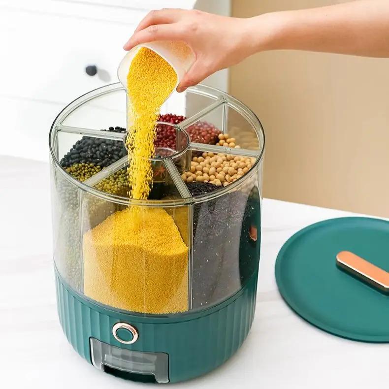 6kg Rotating Rice Bucket For Grain Storage Rice Storage Box Household Moisture-Proof Sealed Rice Box Kitchen Rice Tank 0
