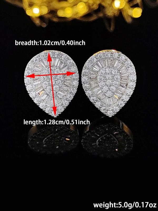 Women's Elegant Versatile Rhinestone Design Water Drop Shaped Stud Earrings, 1 Pair Trendy Exquisite Stud Earrings, Gorgeous Jewelry As Gift 2