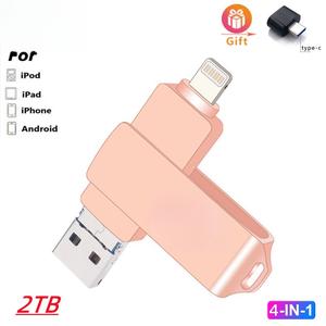 2TB USB3.0 4 in 1 OTG Flash Drive Metal Waterproof High speed 512GB U Disk pendrive for ip/ho/ne 1TB