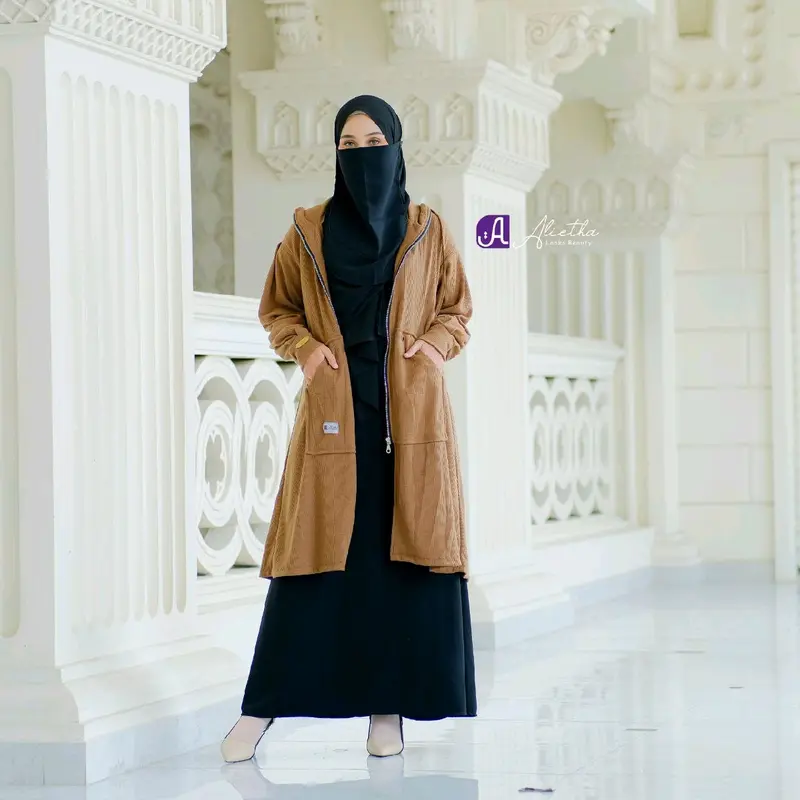 OUTER WANITA MUSLIM FATHIYAH BY ALIETHA Navy Atasan Baju Cardigan Panjang Basic Oversize Kardigan 4
