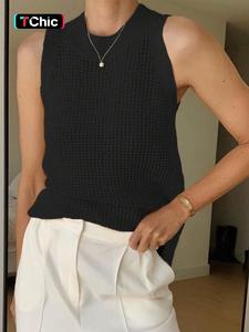 Women's Plain Hollow Out Sweater Tank Top, Casual Sleeveless Knit Top for Summer, Fashion Women's Knitwear for Daily Wear