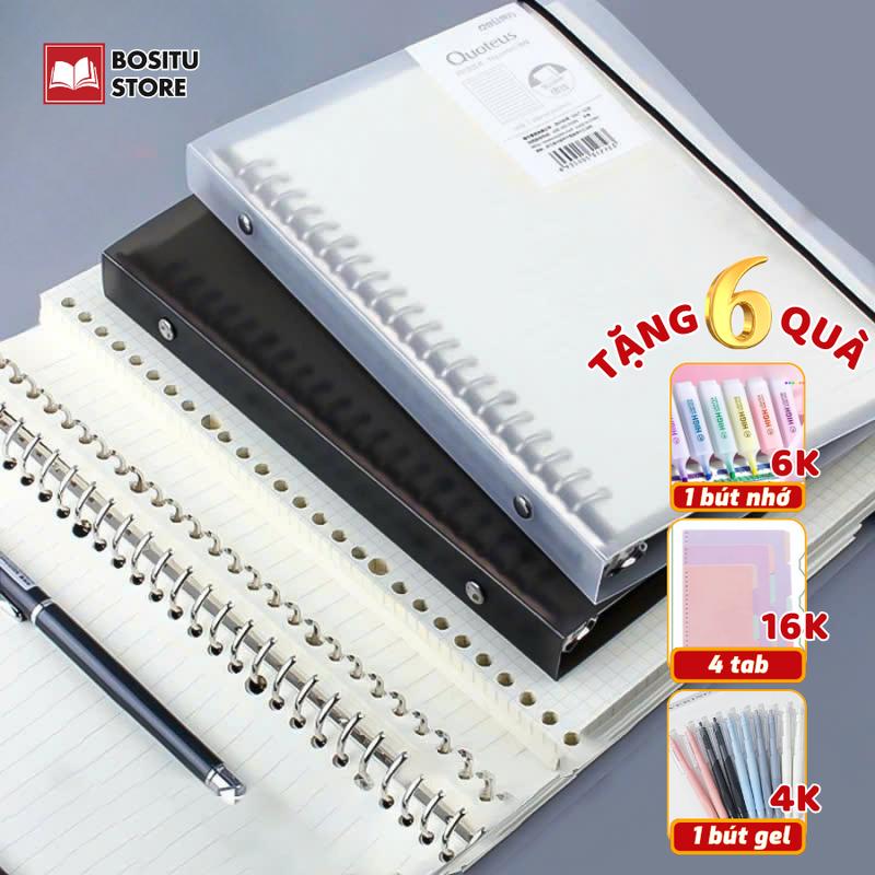 Sổ Còng A5 B5 A4 Kèm 4 Tab Phân Trang + Quà Tặng - Giấy Kẻ Ngang/Caro Thay Giấy Dễ Dàng Binder Journal Sổ Tay Sổ Ghi Chép Học Sinh, Văn Phòng _ Bositu Store