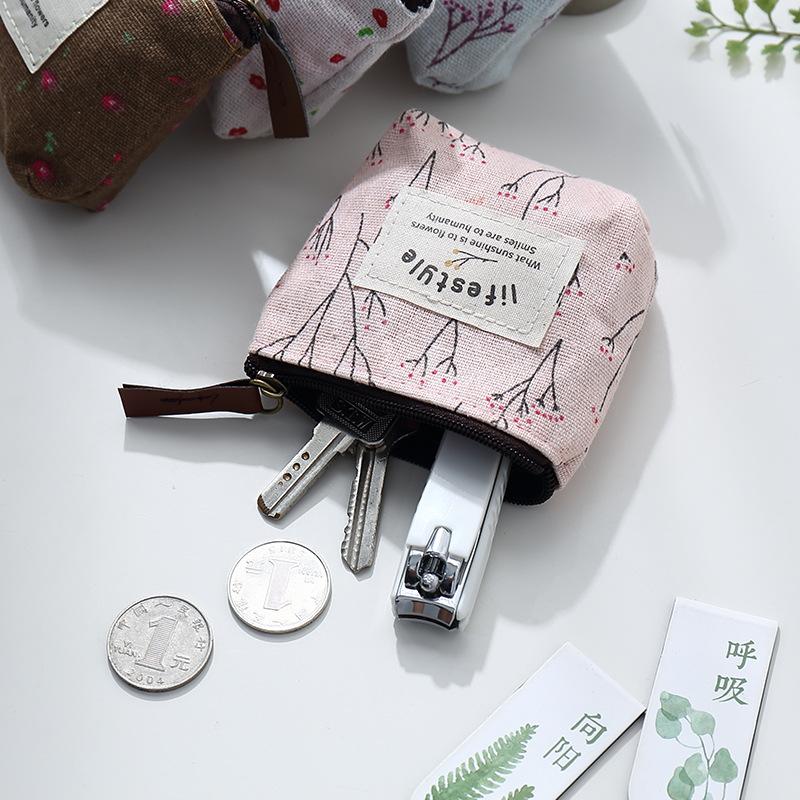 Product Introduction of 3PCS Small Fresh Fragmented Flowers Wallet Canvas Coin Purse Lady Girls Earphone Coin Key Money Storage Bag Zipper Pouch Card Holder 21