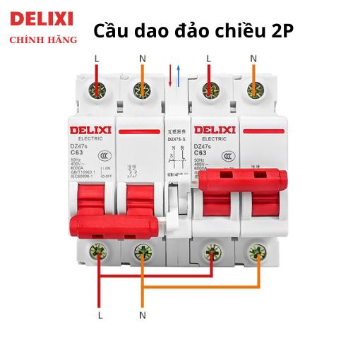  Cầu dao đảo chiều 2P 32A-63A DELIXI Át đảo chiều át chuyển đổi hai nguồn điện 2P 