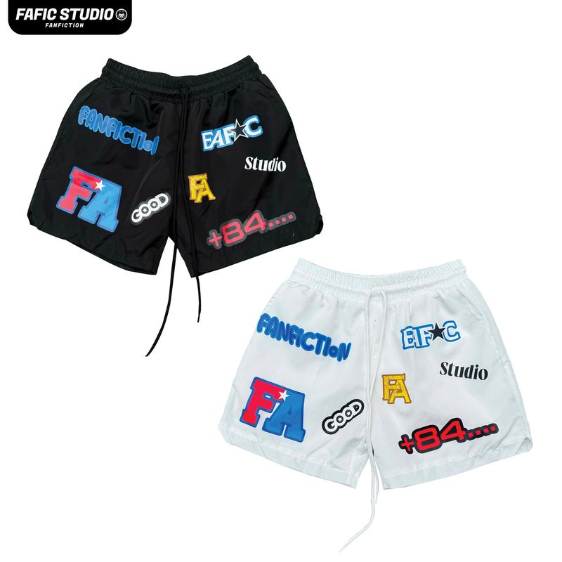 Quần short Dù FAFIC in STICKER chất gió 2 lớp lót lưới siêu thoáng mát FAFIC STUDIO Nam Menswear