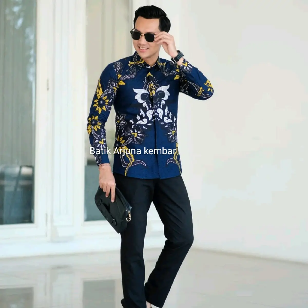 Batik Biru navy pria mewah Aswatama slimfit berlapis furing Errow