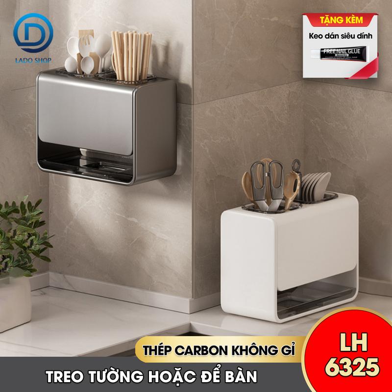 Kệ muỗng đũa, ống đựng muỗng đũa để bàn hoặc treo tường LH-6325 thép carbon chống rỉ