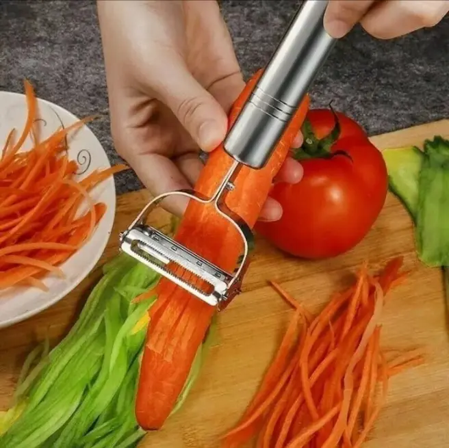 Peeler Pisau Parutan Pengupas Stainless Steel Buah Sayur 2 in 1 Multifungsi Kentang Pemotong Pengupas