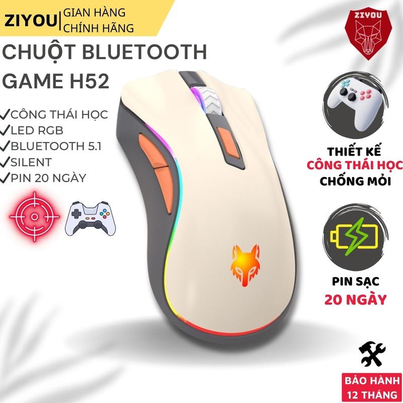 Chuột Không Dây Gaming Led PRO Ziyou H52 Bluetooth 5.1 và USB 2.4G Pin Sạc 20 Ngày