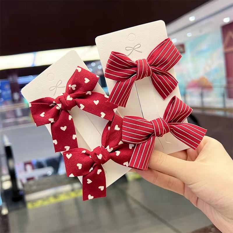 Product Introduction of 2PCS Cute Korean Girls Hairpins Cartoon Lovely Baby Barrettes Red Bow Princess Duckbill Clip 11