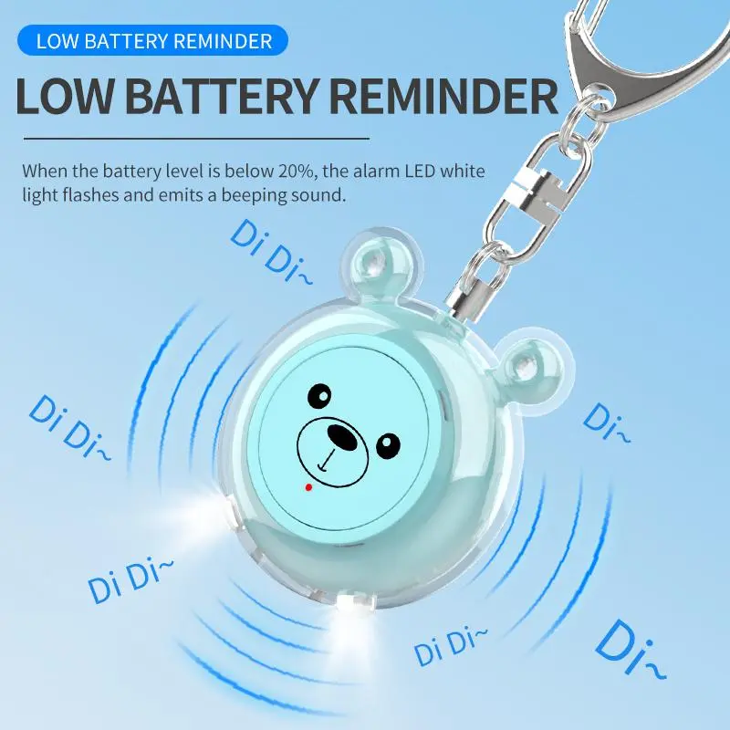 Cartoon Bear Design BT Security Alarm, Type-C Rechargeable Portable Security Alarm, Personal Security Alarm for The Elderly Women Safe 6