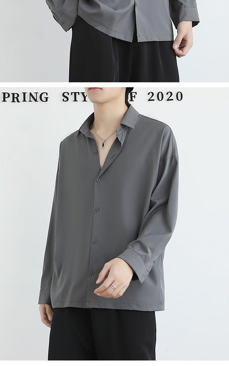Product Introduction of Áo Sơ Mi Đen, Bộ Đồ Nam, Mỏng Mùa Xuân, Dài Tay, Rộng Rãi Và Thường Ngày, Thiết Kế Xếp Ly Đẹp Trai, Thích Hợp Cho Bé Trai Và Nam, Có Thể Mặc Bên Trong, Không Sắt, Thời Trang, [Shop Bán Chạy] 13