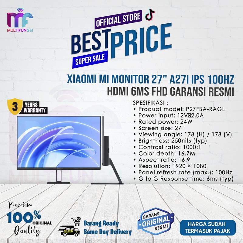 Xiaomi Mi Monitor 27" A27i IPS 100Hz FHD HDMI 6Ms 1080p Garansi Resmi 0