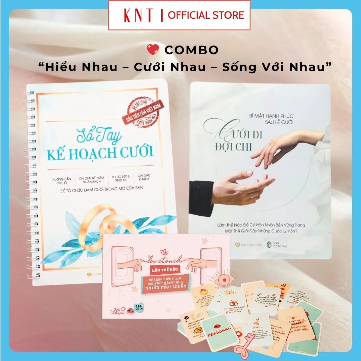 Combo 3 gồm Cưới đi đợi chi - Sổ tay cưới - Bộ game Lovetouch - Giúp các cặp đôi hiểu ý nhau, lên kế hoạch đám cưới, hôn nhân bền vững[Kim Ngọc Thủy]