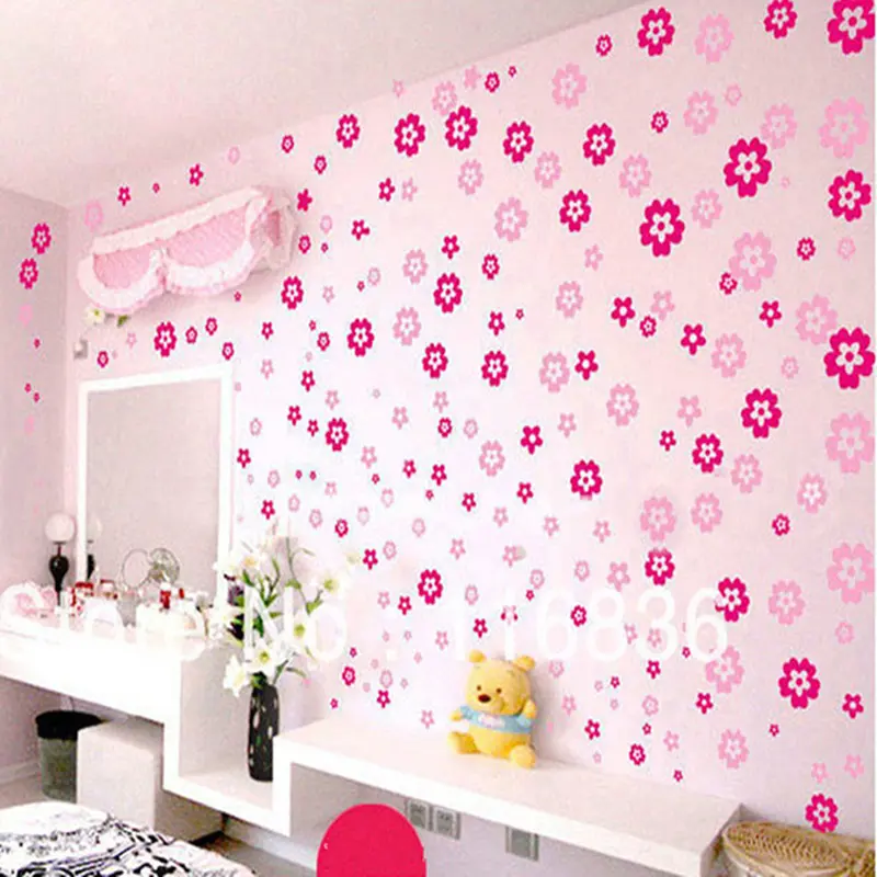 Miếng Dán Tường Có Thể Tháo Rời Tự Làm, 108 Hoa & 6 Bướm, Đồ Trang Trí Phòng Ngủ Cho Trẻ Em Và Bé Gái, Thích Hợp Để Trang Trí