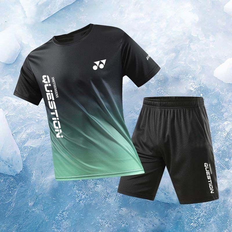 Bộ Đồ Cầu Lông, Yonex, Dành Cho Nam Và Nữ, Bộ Đồ Thể Thao Gradient, Bộ ngắn Tay Áo, Nhanh Khô, Thoáng Khí, Thích Hợp Cho Các Sự Kiện Tennis Bàn, Huấn Luyện Đội, Bộ Đồ Bóng Chuyền Khí 0