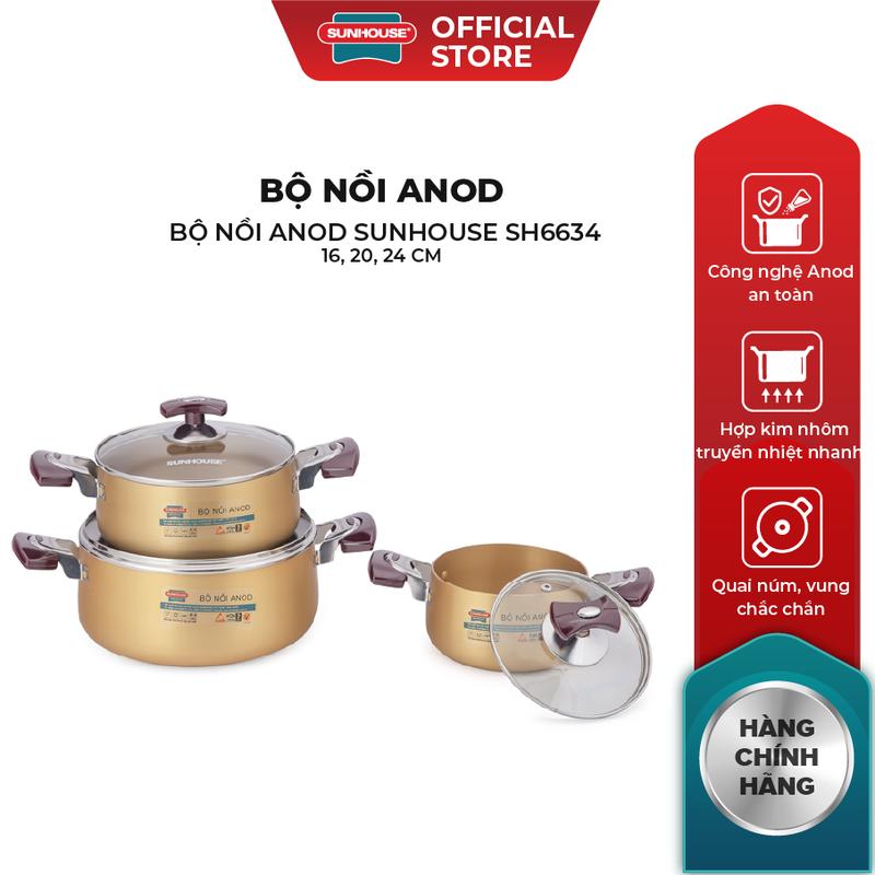Bộ nồi Anod Sunhouse SH6634