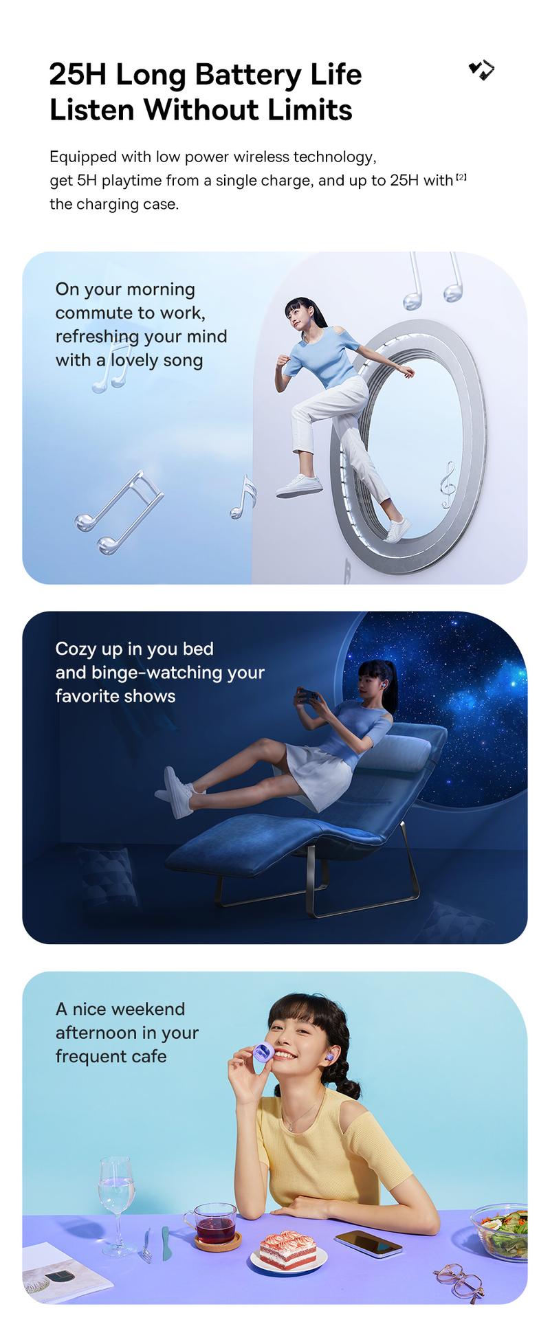 Product Introduction of Baseus Bowie pw02 TWS 5.3 Bluetooth earbuds smart noise reduction in-ear headset built-in microphone touch control true wireless earphone strong Bass Audio earphones 6