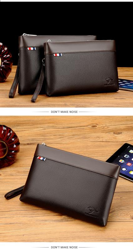 Product Introduction of Kangaroo Men's Handbag Fashionable Casual Large Capacity Clutch Male Clutch Male Clutch Soft Leather Envelope Bag Men's Bag 21