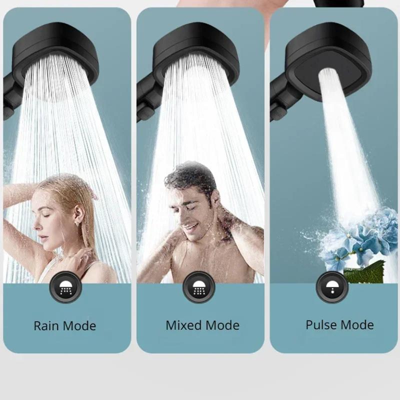 Product Introduction of Kepala Pancuran Tekanan Tinggi, Penjimatan Air, 3 Mod, Boleh Laras, dengan Hentian Air Satu Butang, Penyembur Urut, Aksesori Bilik Mandi Shower Heater 12