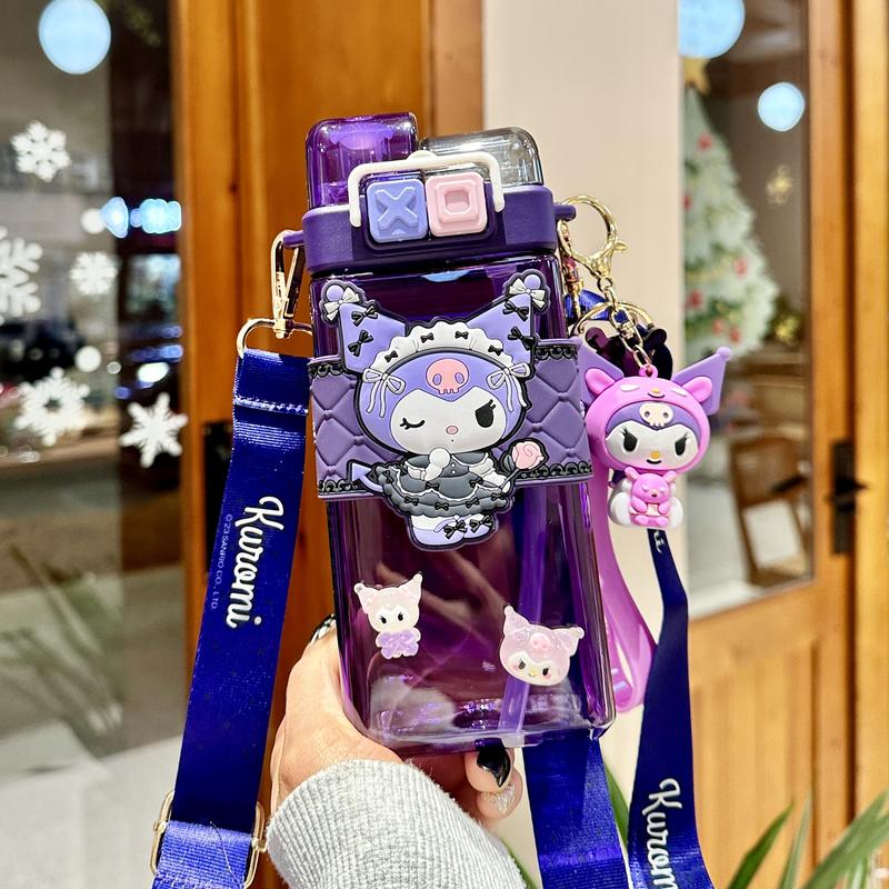 Product Introduction of Sanrio Tritan Plastic Water Cup Double Drink Kids Water Bottles Portable Tumbler  Mug With Straw  School Day Birthday Gift  Kuromi Cinnamoroll Hellokitty Reusable Bottled Drinkware Washable 12