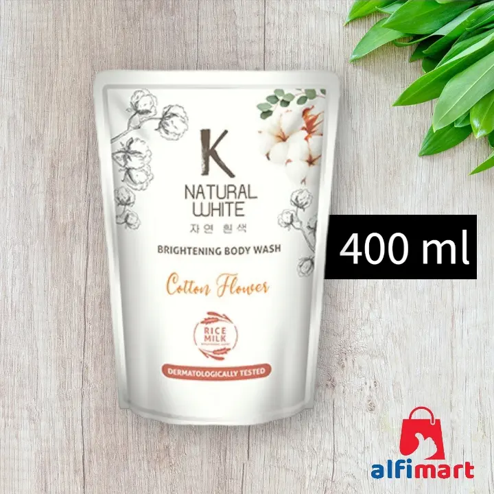 K Natural White Brightening Body Wash Cotton Flower Refill 400ml 400 ml / Sabun Mandi Cair isi ulang K Natural White Cotton Flower 400ml 0