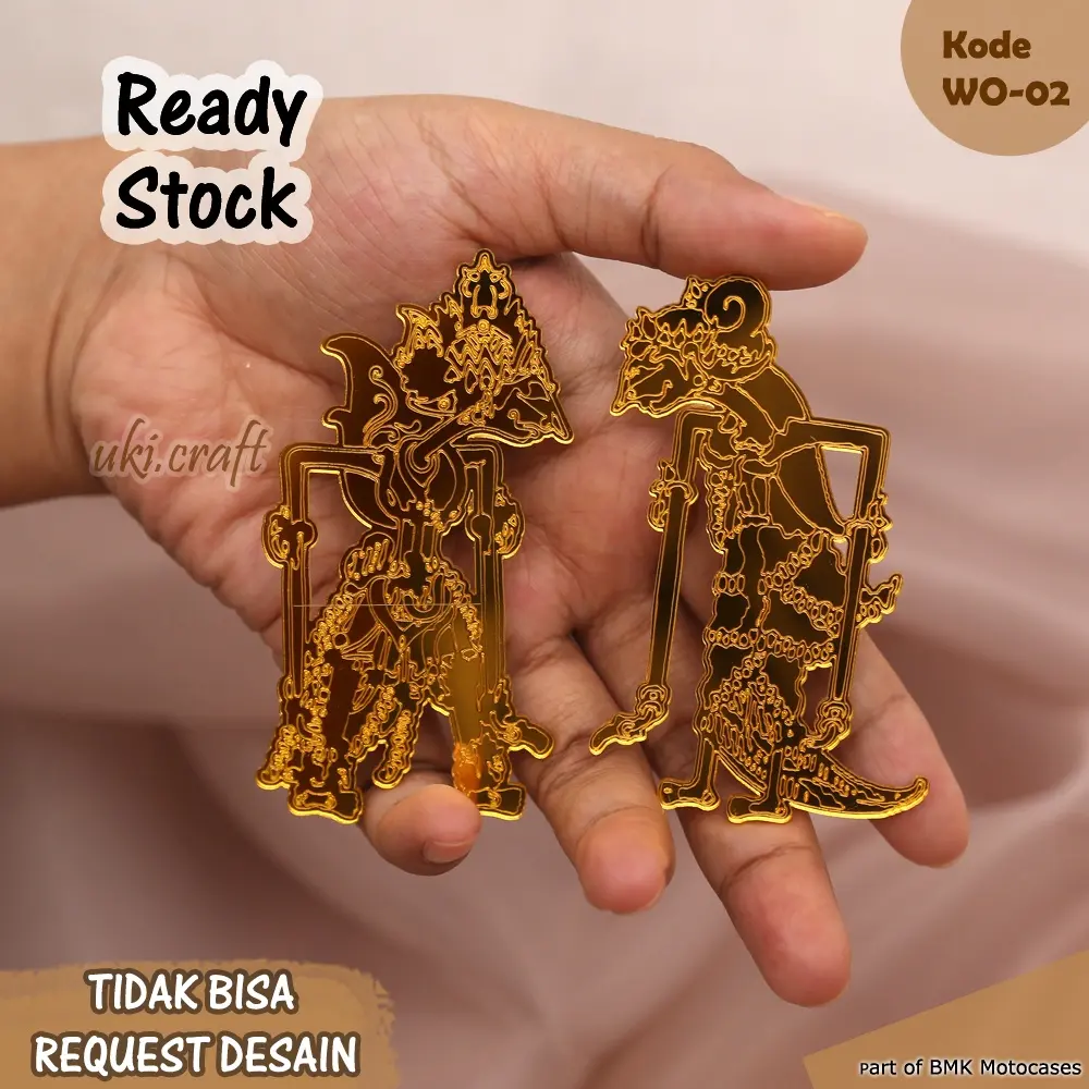 Ukiran Wayang Rama & Shinta Motif Akrilik Mirror Gold Hiasan Mahar Wayang
