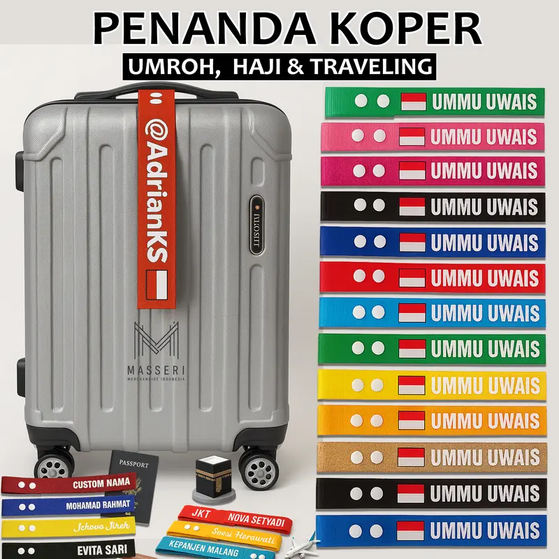 Masseri - Baggage Tag / Gantungan Tas Koper Custom Nama agar tidak tertukar saat perjalanan haji atau umroh dan travveling 0
